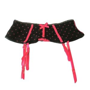 Victoria’s Secret Sexy Little Things Velvate Garter Belt Pink Black Polka Dot XS